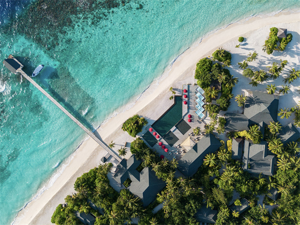 NH Collection Maldives Havodda Resort Exterior View Aerial with jetty.jpg