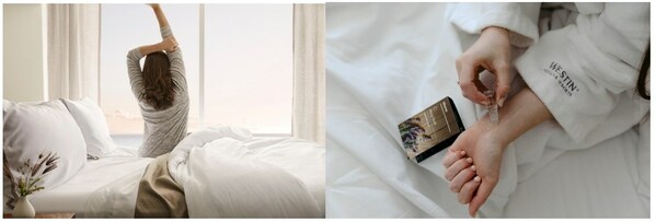 从左到右：威斯汀天梦之床(Heavenly® Bed)、酣然好梦薰衣草精油（Sleep Well Lavender Balm）
