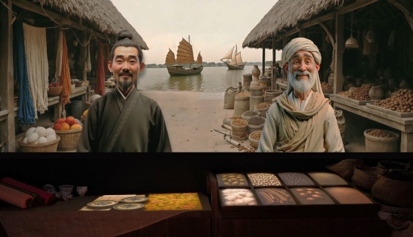 图片说明：通过“时光之旅”网页应用，与海上丝绸之路上的苏州商人平安和阿拉伯商人艾哈迈德等角色互动_副本.jpg