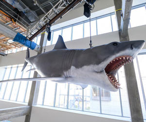 奥斯卡电影博物馆迎来电影《大白鲨》修复的鲨鱼道具模型