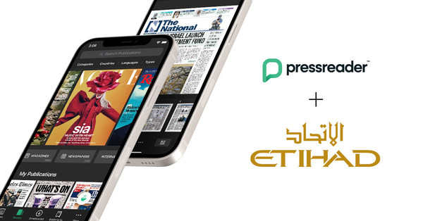 阿提哈德航空携手PressReader：通过电子版报刊杂志提高乘客体验 